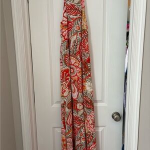 LOFT Pink and Red Floral Dress